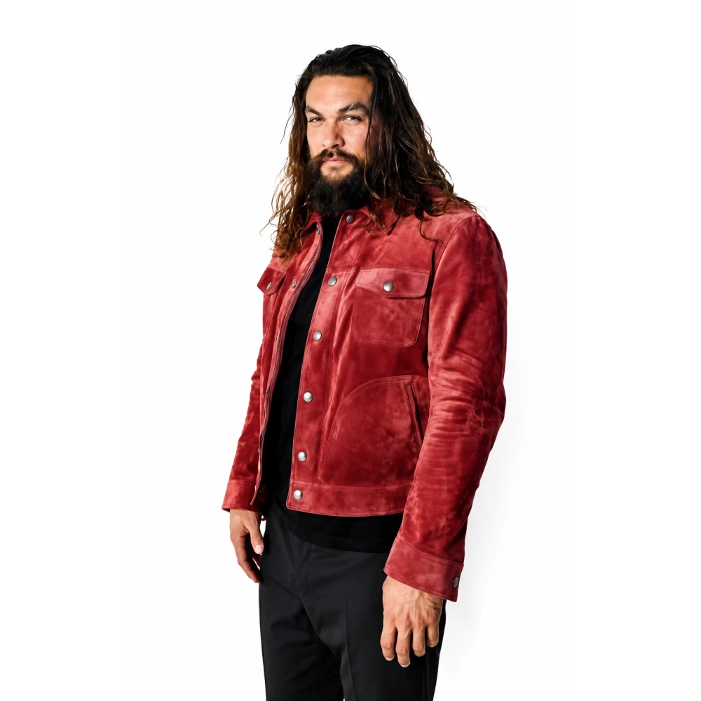 Jason Momoa Red Suede Leather Jacket | America Suits